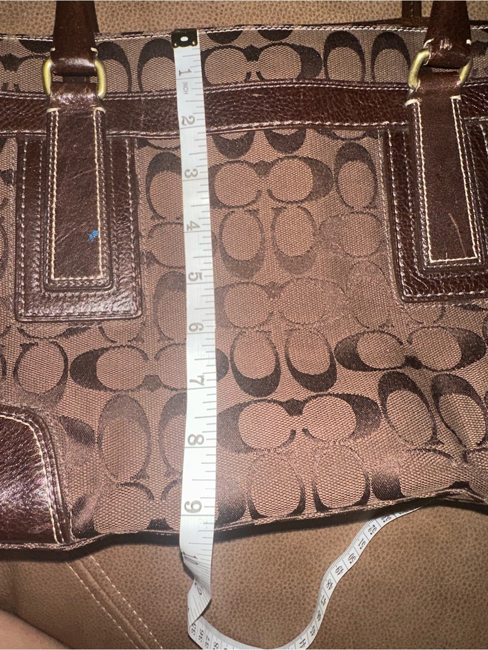 Vintage Coach Hampton Signature handbag in brown - Picture 7 of 9